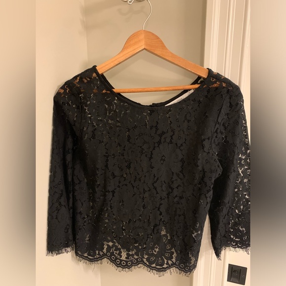bishop + young Tops - Anthropologie Bishop + Young Black lace top buttons up back